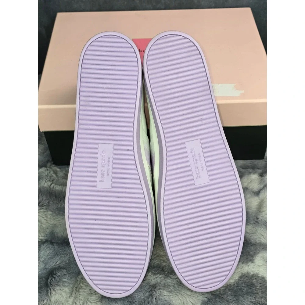NWB Kate Spade Sandy Slip On Sneaker White Purple Leather Size 10‎ S280061